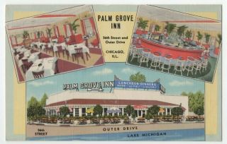 1938 Chicago Illinois Multiview Palm Grove Inn Outer (lake Shore) Drive & 56th