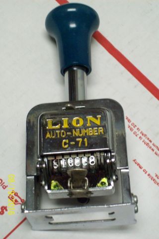 Lion Auto Number Machine Ink Stamper C - 71
