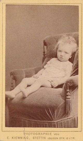 Carte De Visite Cdv Vintage 1860 Child On Chair Germany Doll Pose