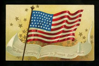 Patriotic Americana Vintage Postcard Star Spangled Banner Embossed 1908