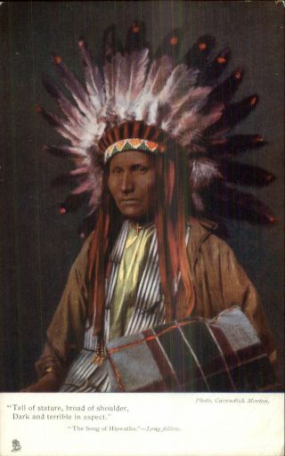 Native American Indian Headdress Tuck Hiawatha Series C1910 Postcard