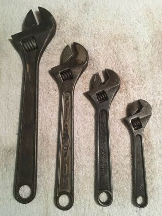 Vintage 4 Pc Diamond Crescent Wrench Set.  6 ",  8 ",  10 ",  12 " Made In Duluth,  Mn.  Usa