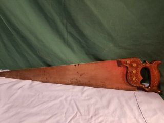 Antique 18th Cent Disston Hand Saw,  London Spring Steel,  Extra,  Refined No.  12