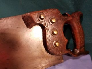 Antique 18th cent Disston hand saw,  London Spring Steel,  Extra,  Refined no.  12 8