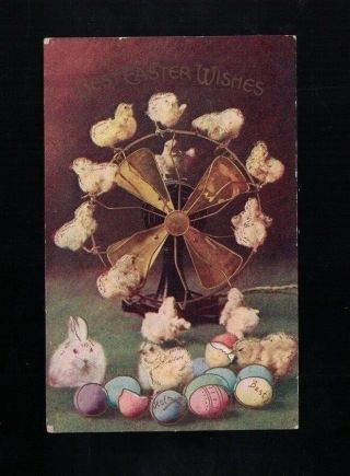 Chicks On An Early Electric Fan In C 1915 Best Easter Wishes Postcard