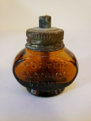 Vintage Porter Alcohol Lamp Caramel Glass Mini Base Only 2 "