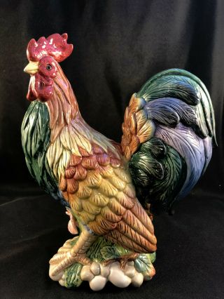 Fitz And Floyd 11 " Coq Du Village Rooster Ceramic Figurine Retired