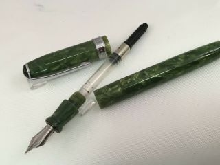 Levenger Truewriter Olive Marbled Jade Green Fountain Pen Fine Nib 4
