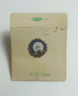 Vtg Old Ibew Electrical Worker Union Enameled 10k Gold 20 Year Service Lapel Pin