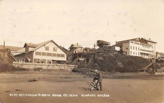 Lps91 Newport Oregon Natatorium And Bath House Postcard Rppc