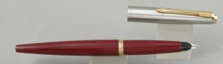 Parker 45 Burgundy & Stainless Steel Cap Fountain Pen - 1960s - Medium Nib - Usa
