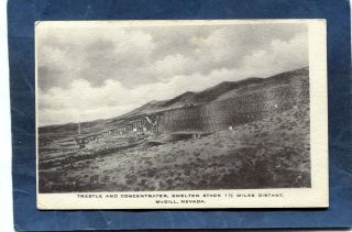 Mcgill,  Nv - Railroad Train On Trestle,  Concentrator,  Smelter Stack - 1919 Albertype Pc