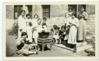 C1930s China Chinese Mission School Children Eating Photo - Likely Near Peking