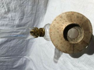Vintage Miniature Oil Lamp Clear Swirled Glass w/ Chimney & Shade ACORN P&A MFG 2