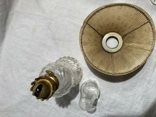 Vintage Miniature Oil Lamp Clear Swirled Glass w/ Chimney & Shade ACORN P&A MFG 3