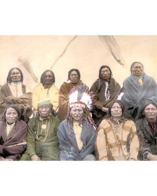 Council Of Indian Chiefs Lakota Sioux 1901 8x10 " Hand Color Tinted Photograph