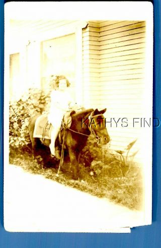 Real Photo Rppc M,  1882 Girl In Dress Sitting On Pony By House
