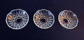 3 Vintage Glass Bobeche W/ 4 Holes Each For Prisms Chandelier Sconce Lamp
