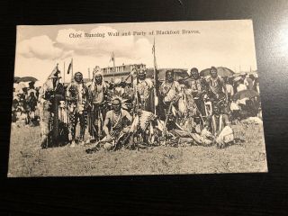 Vintage Native American Pc,  Chief Running Wolf & Party Of Blackfoot Braves 1907