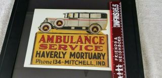 Vintage Mortuary Sign Ambulance Service Sign Heavy Paper Advertisement Framed