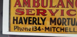 Vintage Mortuary Sign Ambulance Service Sign Heavy Paper Advertisement Framed 5