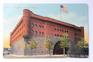 Old Postcard 1st Regiment Armory,  Chicago,  Illinois,  1913