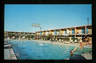 Arizona Az Postcard Tucson,  Sands Motor Hotel Motel Hotel Pool Chrome