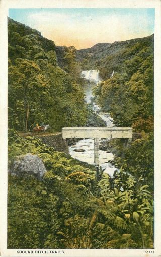 C1920 Postcard; Bridge,  Koolau Ditch Trails Wailuku Maui Hawaii Hi Unposted