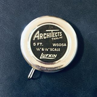 Vintage Lufkin Architects Thinline Tape Measure - 5 Feet - 1/4 " & 1/8 " W605a