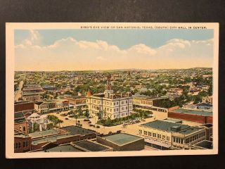 Postcard San Antonio Tx - Birds Eye View Of San Antonio With City Hall