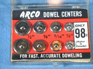 Vintage Arco Dowel Centers No.  574 1/4 " 5/16 " 3/8 " 1/2 " In Case Usa