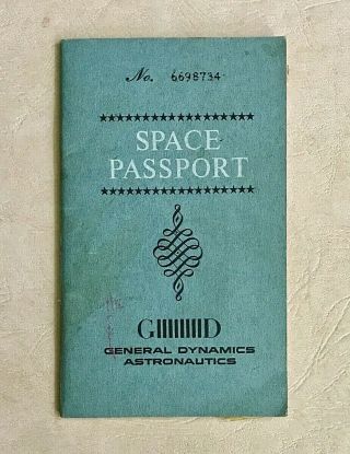 Vintage 1960s Nasa General Dynamics Astronaut Space Passport Mercury Jupiter