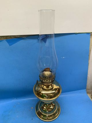 Vintage 19” Solid Brass Oil Lamp With Globe Antique Brass Kerosene Lamp