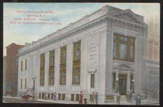 Postcard Jamestown York/ny National Chautauqua Bank Building View 1907