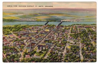 Vintage Postcard Arkansas Aerial View Business District Fort Smith Arkansas
