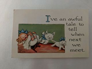 Vintage Cat Postcard.  Humor.  Not For The Cat Artist Signed.  Pm 1914.
