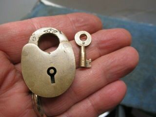 Well Made Old Brass Miniature Logo Padlock Lock S.  B.  Co.  With A Key.  N/r