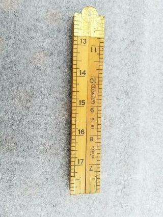 Vintage Stanley No.  61 Folding 24 " Boxwood And Brass Ruler.  Very