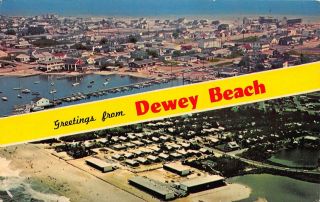 De - 1950’s Aerial View & Greetings From Dewey Beach,  Delaware - Sussex County
