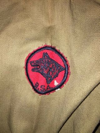 VINTAGE OFFICIAL 1945 BOY SCOUT UNIFORM LONG SLEEVE SHIRT WITH PATCHES and PINS 8