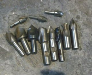 Vintage Large Machinist Drill Bits Tools Grinding Countersinks Counter Sinks