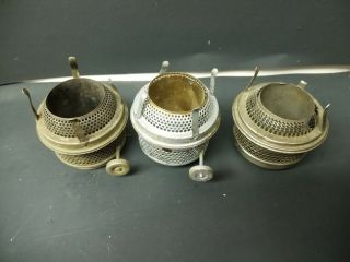 Antique Set Of 3 Brass Burner Casings For Electrified Lamps And Oil Lamps