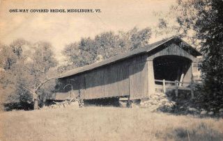 1905k Middlebury,  Vt.  Real Photo Postcard,  Covered Bridge