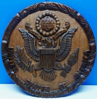Vintage Wood Hand Carved The Great Seal Of The United States 13.  75 " Wall Plate