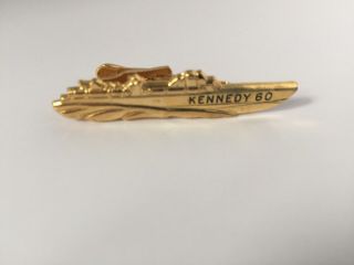 Vintage J.  F.  Kennedy Pt - 109 1960 Campaign Tie Clip Metal Gold Tone 1 3/4 " Long