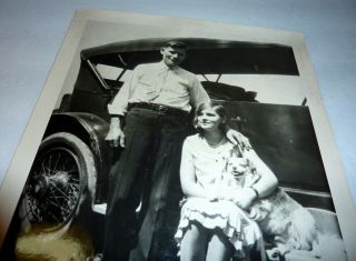 Antique Old Ford Model T Photo Man Woman And Dog Large & Unique