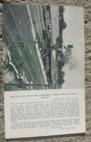 Live Oak Perry & Gulf Railroad Land Dept Promotional Postcard Florida Depot Imag 3