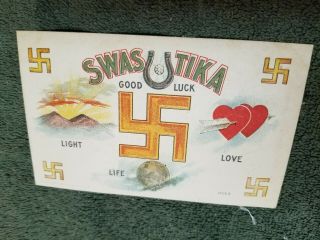 1907 Swastika Good Luck Postcard,  Light,  Life,  Love