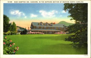 High Hampton Inn Cashiers Nc North Carolina Vintage 1940s Linen Postcard