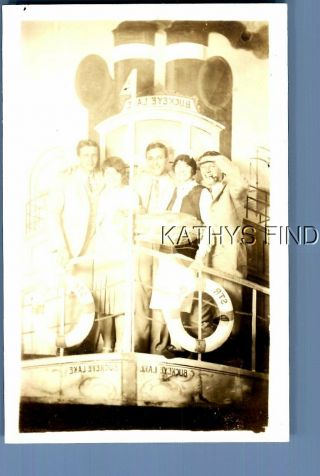 Real Photo Rppc V,  7632 Men In Suits Posed With Women On Boat,  Buckeye Lake